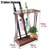Umbrella Racks Brown Commercial Umbrella Stand Holder, Large Capacity Umbrella Basket That Can Hold 18-68 Umbrellas, for Hotel Office School Cafe (Size : 21 Holes 24 Hooks) view 2