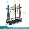 Umbrella Racks Black Commercial Metal Umbrella Stand Holder, Entrance Umbrella Basket with Hook and Movable Drip Tray, Can Hold 18-45 Umbrellas (Size : 10 Holes 8 Hooks) view 2