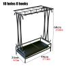 Umbrella Racks Hotel Office Commercial Metal Umbrella Stand Holder, Large Capacity Umbrella Basket with Hook and Movable Drip Tray (Color : Black, Size : 10 Holes 8 Hooks) view 2