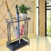 Umbrella Racks Hotel Office Commercial Metal Umbrella Stand Holder, Large Capacity Umbrella Basket with Hook and Movable Drip Tray (Color : Black, Size : 10 Holes 8 Hooks) view 3