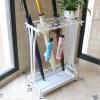 Umbrella Racks White Metal Umbrella Stand Holder, Can Hold 18-68 Umbrellas, Hotel Office School Entrance Umbrella Basket, Mobile Drip Tray (Size : 21 Holes 24 Hooks) view 3