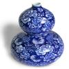 Dahlia Blue and White Vase, Handmade Chinese Porcelain Flower Vase, Peony, Gourd Shape 13.5 Inches view 3