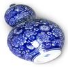 Dahlia Blue and White Vase, Handmade Chinese Porcelain Flower Vase, Peony, Gourd Shape 13.5 Inches view 4