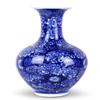 Dahlia Blue and White Vase, Handmade Chinese Porcelain Flower Vase, Peony, Chinese Bottle Shape 14 Inches view 1