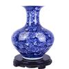 Dahlia Blue and White Vase, Handmade Chinese Porcelain Flower Vase, Peony, Chinese Bottle Shape 14 Inches view 3