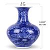 Dahlia Blue and White Vase, Handmade Chinese Porcelain Flower Vase, Peony, Chinese Bottle Shape 14 Inches view 4