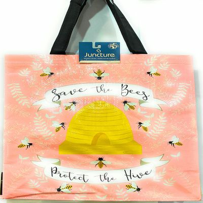 Greenbrier Reusable Tote Bag, inProtect the Bees, Save the Hive,in Gift bag, Shopping or Travel, Bee Theme, Honey Lovers,Pink,Large