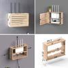 PPGE Home WiFi Router Shelf Solid Wood Cable Storage Organizer for Router Box Cord Hiding Box tv Wires Cable Line Organizer Box Used in The Living Room/Office/Bedroom Decoration C view 3
