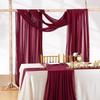 10 Pieces 10Ft Chiffon Table Runners Burgundy Sheer Rustic Wedding Table Runner Elegant Bridal Party Decorations 27x120 Inches view 2