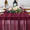 10 Pieces 10Ft Chiffon Table Runners Burgundy Sheer Rustic Wedding Table Runner Elegant Bridal Party Decorations 27x120 Inches view 4