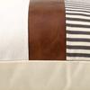 20x20 Pillow Covers Set of 2 Farmhouse Decor Stripe Patchwork Linen Throw Pillow Covers Modern Faux Leather Covers for Couch Sofa, Gray view 2
