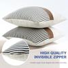 20x20 Pillow Covers Set of 2 Farmhouse Decor Stripe Patchwork Linen Throw Pillow Covers Modern Faux Leather Covers for Couch Sofa, Gray view 4