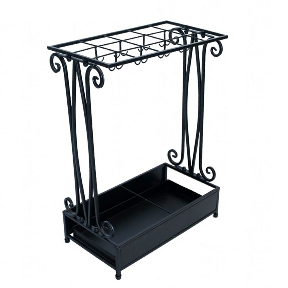 Umbrella Racks Commercial Metal Umbrella Stand Holder, Hotel Office School Entrance Umbrella Basket That Can Hold 18-45 Umbrellas, Mobile Drip Tray (Size : 10 Holes 8 Hooks)