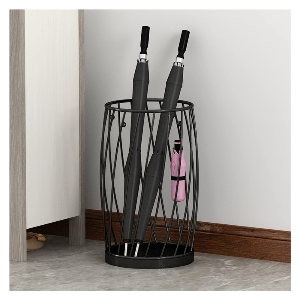 Umbrella Racks Black Modern Iron Umbrella Stand Holder, Large-Capacity Entrance Umbrella Basket for Hotel Cafes, Living Room Bathroom Storage Basket