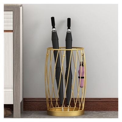 Umbrella Racks Golden Iron Umbrella Stand Holder, Floor-Standing Hollow Decorative Umbrella Basket, Suitable for Home Hotel Club Office Cafe