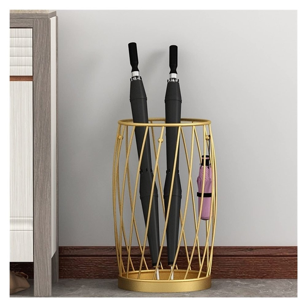 Umbrella Racks Golden Iron Umbrella Stand Holder, Floor-Standing Hollow Decorative Umbrella Basket, Suitable for Home Hotel Club Office Cafe