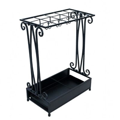 Umbrella Racks Black Iron Umbrella Stand Holder, Large Capacity Umbrella Storage Basket at The Entrance of The Hotel Bank Lobby, Can Hold 18-45 Umbrellas (Size : 10 Holes 8 Hooks)