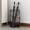 Umbrella Racks Modern Metal Umbrella Stand Holder, Space-Saving cue Stick Umbrella Storage Basket with 4 Hooks, Waterproof and rustproof (Color : Black) view 3