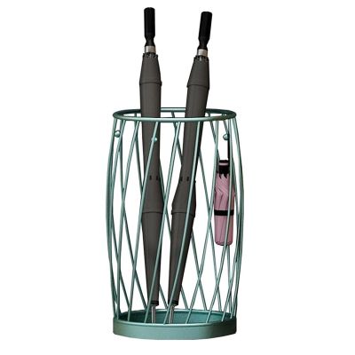 Umbrella Racks Modern Metal Umbrella Stand Holder, Space-Saving cue Stick Umbrella Storage Basket with 4 Hooks, Waterproof and rustproof (Color : Blue)