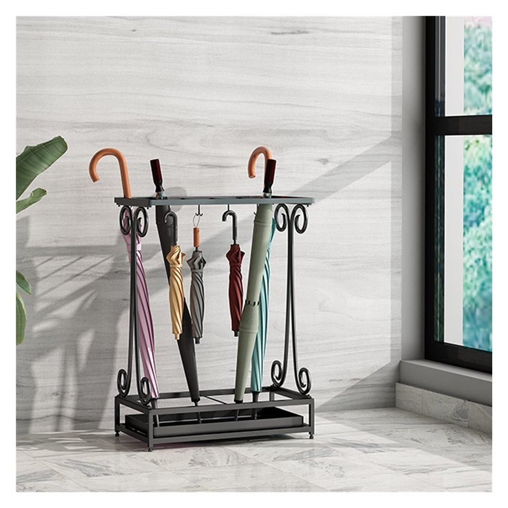 Umbrella Racks Large-Capacity Umbrella Stand Holder, Space-Saving Hotel School Bank Entrance Umbrella Storage Basket, Easy to Install (Color : Black, Size : 44x24x60cm)