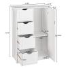 Holyfly Bathroom Floor Cabinet, Free Standing Storage Cabinet with 4-Drawer Single Door Adjustable Shelf, Wooden Storage Organizer Side Cabinet for Bathroom, Living Room, Kitchen view 2