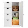 Holyfly Bathroom Floor Cabinet, Free Standing Storage Cabinet with 4-Drawer Single Door Adjustable Shelf, Wooden Storage Organizer Side Cabinet for Bathroom, Living Room, Kitchen view 4
