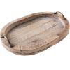 BOOMLATU Modern Oval Wood Tray, Rustic Distressed Brown with Gold Handles, 18 inch Decorative Trays for Home Decor view 1
