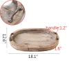 BOOMLATU Modern Oval Wood Tray, Rustic Distressed Brown with Gold Handles, 18 inch Decorative Trays for Home Decor view 2