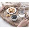 BOOMLATU Modern Oval Wood Tray, Rustic Distressed Brown with Gold Handles, 18 inch Decorative Trays for Home Decor view 3
