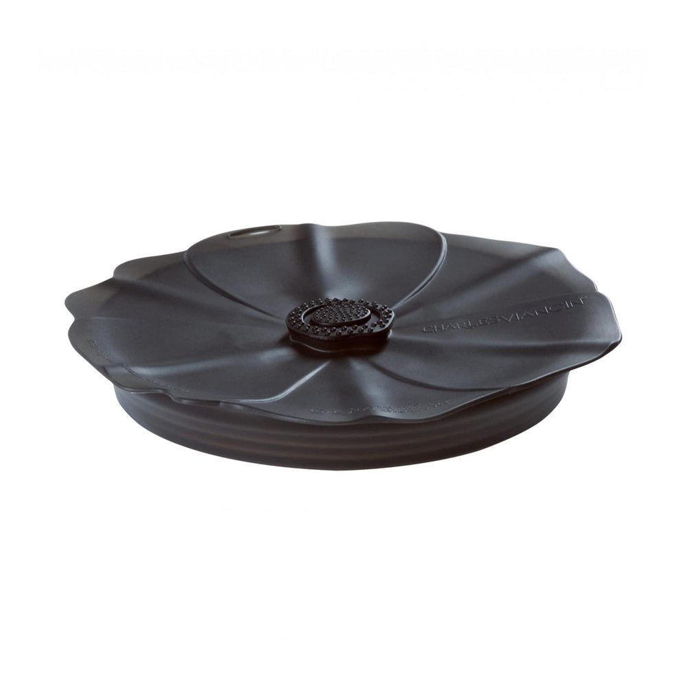 Charles Viancin - Poppy Pop Silicone Lid for Food Storage - 8''/20cm - Airtight Seal on Any Smooth Rim Surface - BPA-Free - Freezer, Refrigerator and Dishwasher Safe - Black Onyx