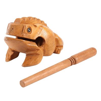 Raguso Thailand Wooden Frog Instrument Croaking Musical Instrument Percussion Instrument Traditional Craft Home Office Lucky Decor(#4)