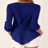 Andongnywell Women's Casual V Neck Long Sleeves Solid Chiffon Blouse Top pull sleeve loose chiffon shirt (Dark Blue,6,3X-Large) view 2
