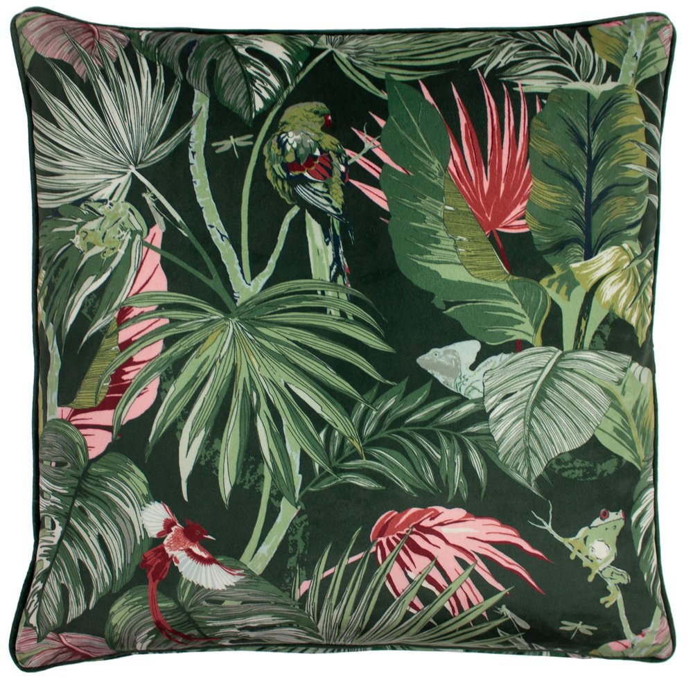 Paoletti Amazon Creatures Square Throw Pillow Cover (One Size) (Jade)