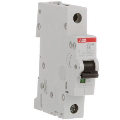 ST201M-B6, Circuit Breaker; Miniature; DIN Rail Mount; B Curve; 1 Pole; 6A