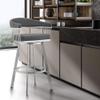 Armen Living Bronson 29" Gray Faux Leather and Brushed Stainless Steel Swivel Bar Stool view 2