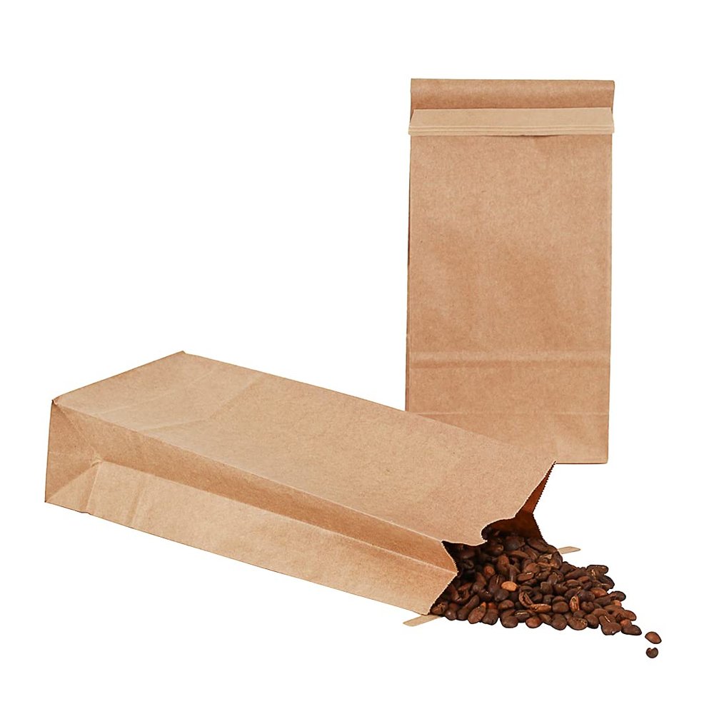 Bag Tek 1 LB Bakery Bags, 100 Disposable Treat Bags - Built-In Tin Tie, For Coffee Beans, Donuts, And Granola, Brown Kraft Popcorn Favor Bags, - Restaurantware