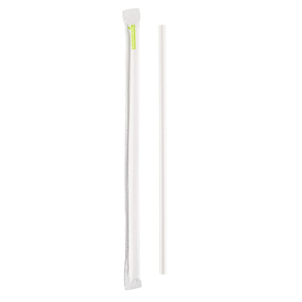 Restaurantware 7.5 Millimeter Wrapped Straws 1000 Disposable Drinking Straws - No Wasteful Materials Alternative To Plastic Straws White Rice Paper Plasticless Straws For Cold Drinks