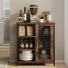 LVSOMT Mini Coffee Bar Cabinet with Storage, 27.5'' Small Kitchen Bar Table, Cute Corner Bar Cabinet for Tea, Buffet Sideboard Cabinet for Dining Room, Farmhouse Coffee Station for Wine (Brown) view 3