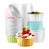 EUSOAR Cupcake Liners for Baking, 50pcs 5oz Muffin Liners, Disposable Foil Ramekins, Dessert Containers, Aluminum Foil Baking Cupcake Cups Holders Pans with Lids 5 Colors Mixed view 1