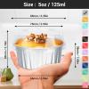 EUSOAR Cupcake Liners for Baking, 50pcs 5oz Muffin Liners, Disposable Foil Ramekins, Dessert Containers, Aluminum Foil Baking Cupcake Cups Holders Pans with Lids 5 Colors Mixed view 2