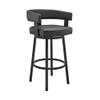 Armen Living Cohen 30" Bar Height Swivel Bar Stool in Black Finish and Black Faux Leather view 1