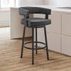 Armen Living Cohen 30" Bar Height Swivel Bar Stool in Black Finish and Black Faux Leather view 2