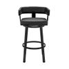 Armen Living Cohen 30" Bar Height Swivel Bar Stool in Black Finish and Black Faux Leather view 4