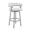 Armen Living Cohen 30" Bar Height Swivel Bar Stool in Silver Finish with White Faux Leather view 1