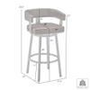 Armen Living Cohen 30" Bar Height Swivel Bar Stool in Silver Finish with White Faux Leather view 3