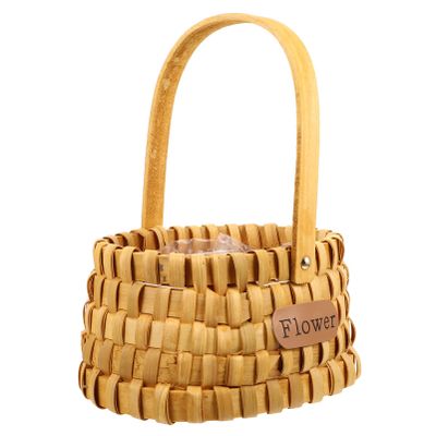 DOITOOL 1pc Home Decorative Woven Flower Basket for Storage Versatile Handheld Design for Fruits and Floral Arrangements Natural Wood Material for Home Decoration and Giving