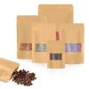 Larzack 100pcs Kraft Bags with Window 7.1x10 Inches Brown Reusable Sealable Zip Lock Food Storage Stand up Paper Pouches for Home or Business view 1