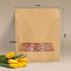 Larzack 100pcs Kraft Bags with Window 7.1x10 Inches Brown Reusable Sealable Zip Lock Food Storage Stand up Paper Pouches for Home or Business view 3