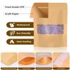 Larzack 100pcs Kraft Bags with Window 7.1x10 Inches Brown Reusable Sealable Zip Lock Food Storage Stand up Paper Pouches for Home or Business view 4