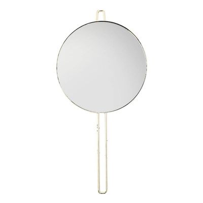 ARTIBETTER Round Makeup Mirror Wall Mount Metal Frame Smooth Surface Handheld Home Travel Use